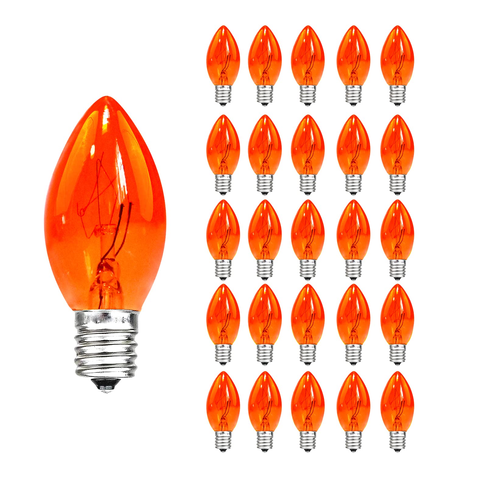 CHYParty C7 Replacement Bulbs, Orange Halloween Lights, E12